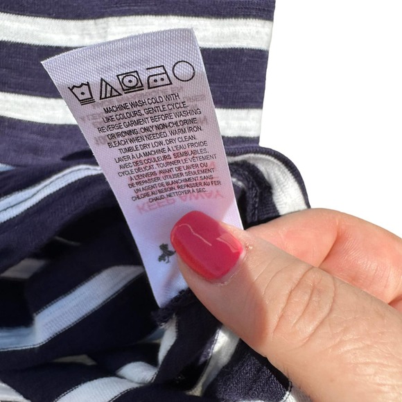 Hatley - Navy White Striped Boat Neck Shirt with Embroidered Red Anchor, SizeL - Picture 8 of 9